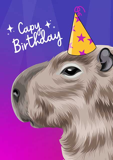 Funny Capybara Birthday Card