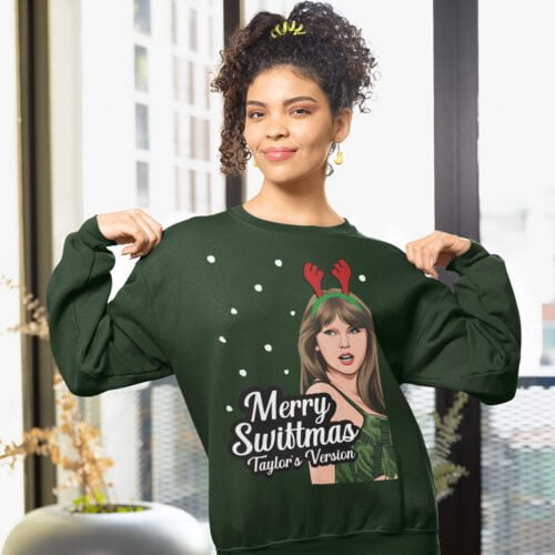 Taylor Swift in Green Dress Funny Christmas Jumper