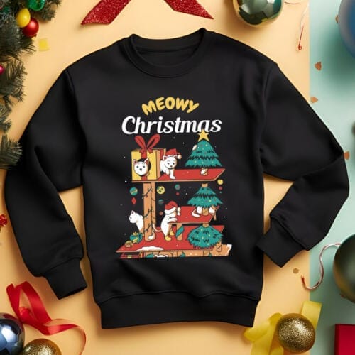 Meowy Christmas Funny Cat Christmas Jumper