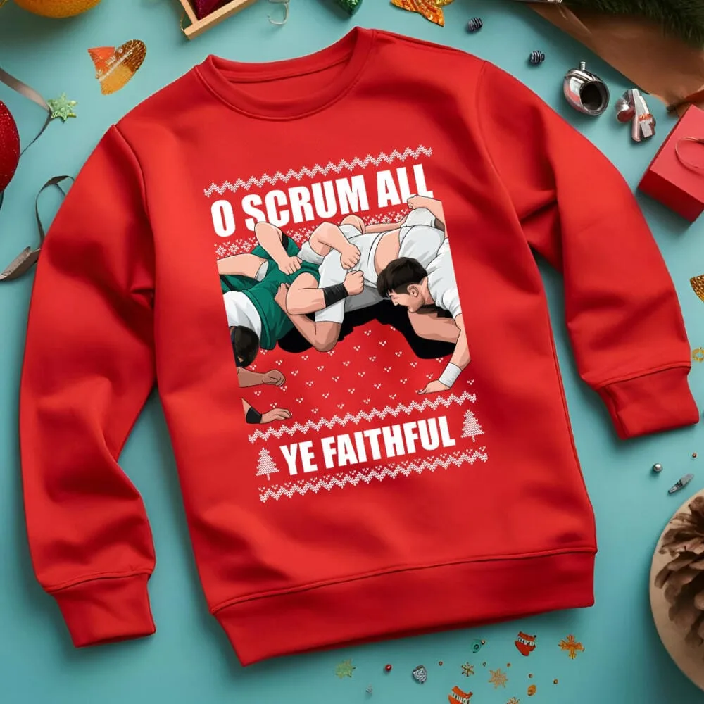 Rugby O Scrum All Ye Faithful Funny Christmas Jumper