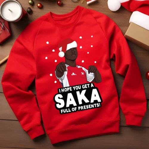 Bukayo Saka Red Arsenal Christmas Jumper
