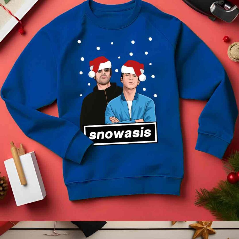 Oasis Liam & Noel Gallagher Snowasis Funny Christmas Jumper