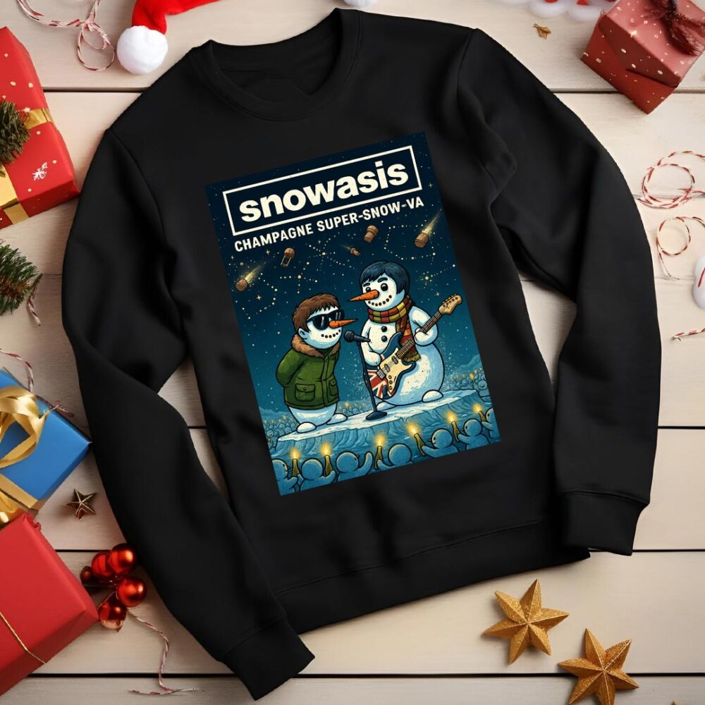 Oasis Champagne Supernova - Snowasis Champagne Suoer-Snow-Va Funny Christmas Jumper black Oasis Champagne Supernova - Snowasis Champagne Suoer-Snow-Va Funny Christmas Jumper black