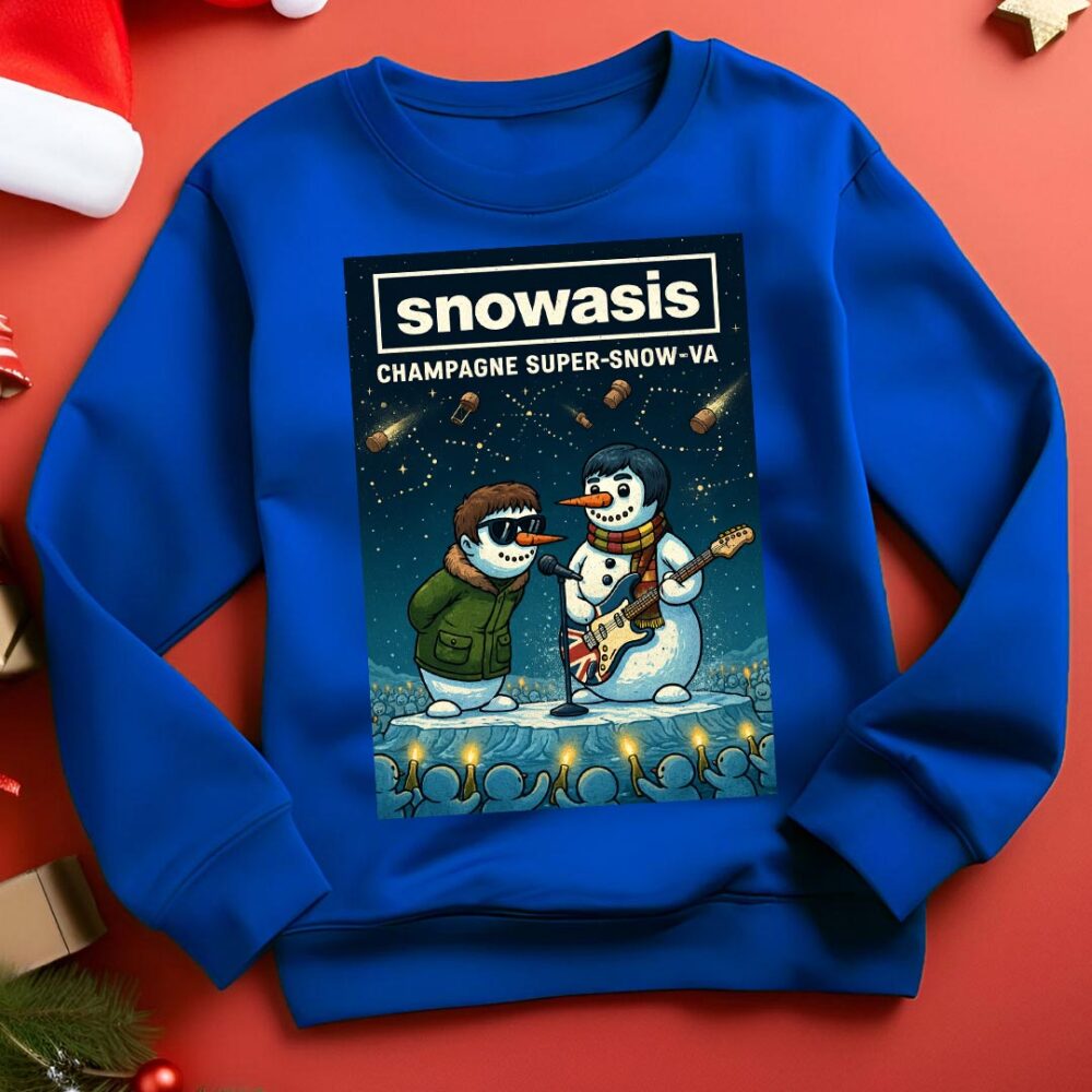 Oasis Champagne Supernova - Snowasis Champagne Suoer-Snow-Va Funny Christmas Jumper blue