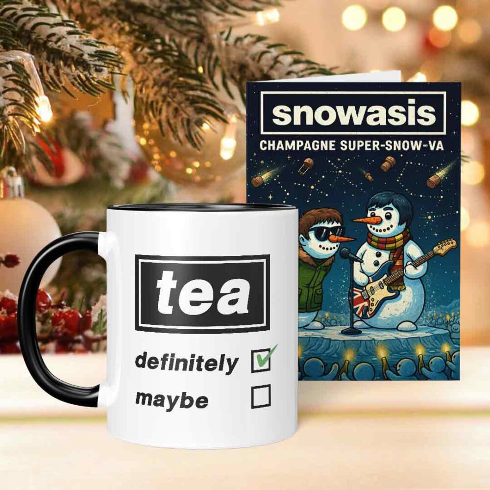 Oasis Snowasis Champagne Super-Snow-Va Snowmen Funny Mug & Christmas Card Oasis Snowasis Champagne Super-Snow-Va Snowmen Funny Mug & Christmas Card