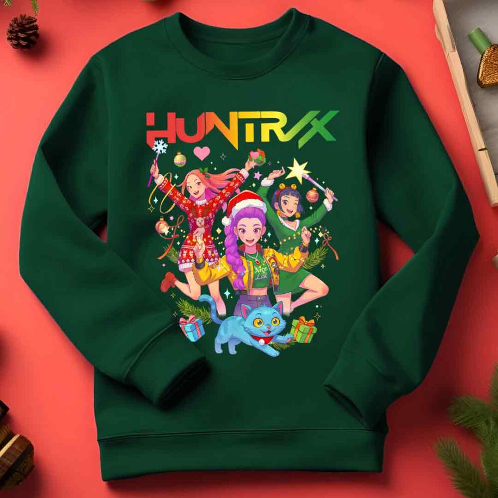K-Pop Demon Hunters Huntrix Funny Christmas Jumper green