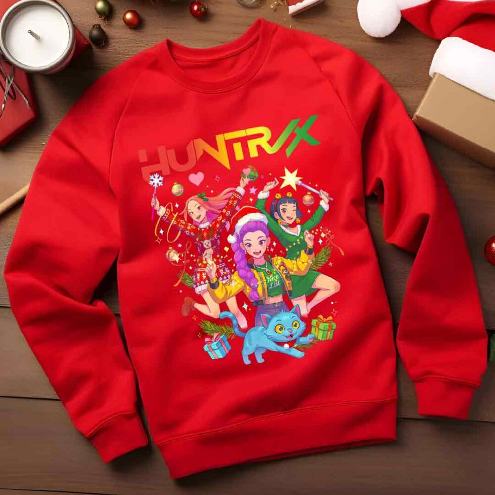 K-Pop Demon Hunters Huntrix Funny Christmas Jumper red