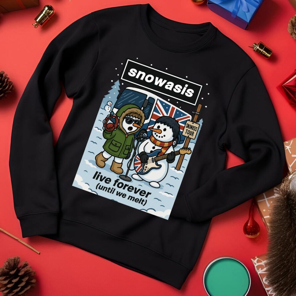 Oasis Live Forever - Snowasis Live Forever (until we melt) Funny Christmas Jumper black