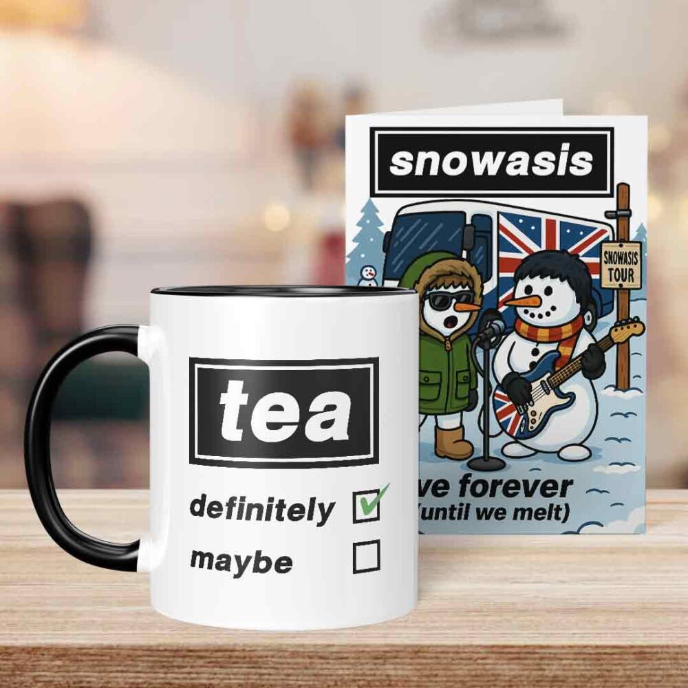Oasis Snowasis Live Forever (Until we melt) Funny Mug & Christmas Card Oasis Snowasis Live Forever (Until we melt) Funny Mug & Christmas Card