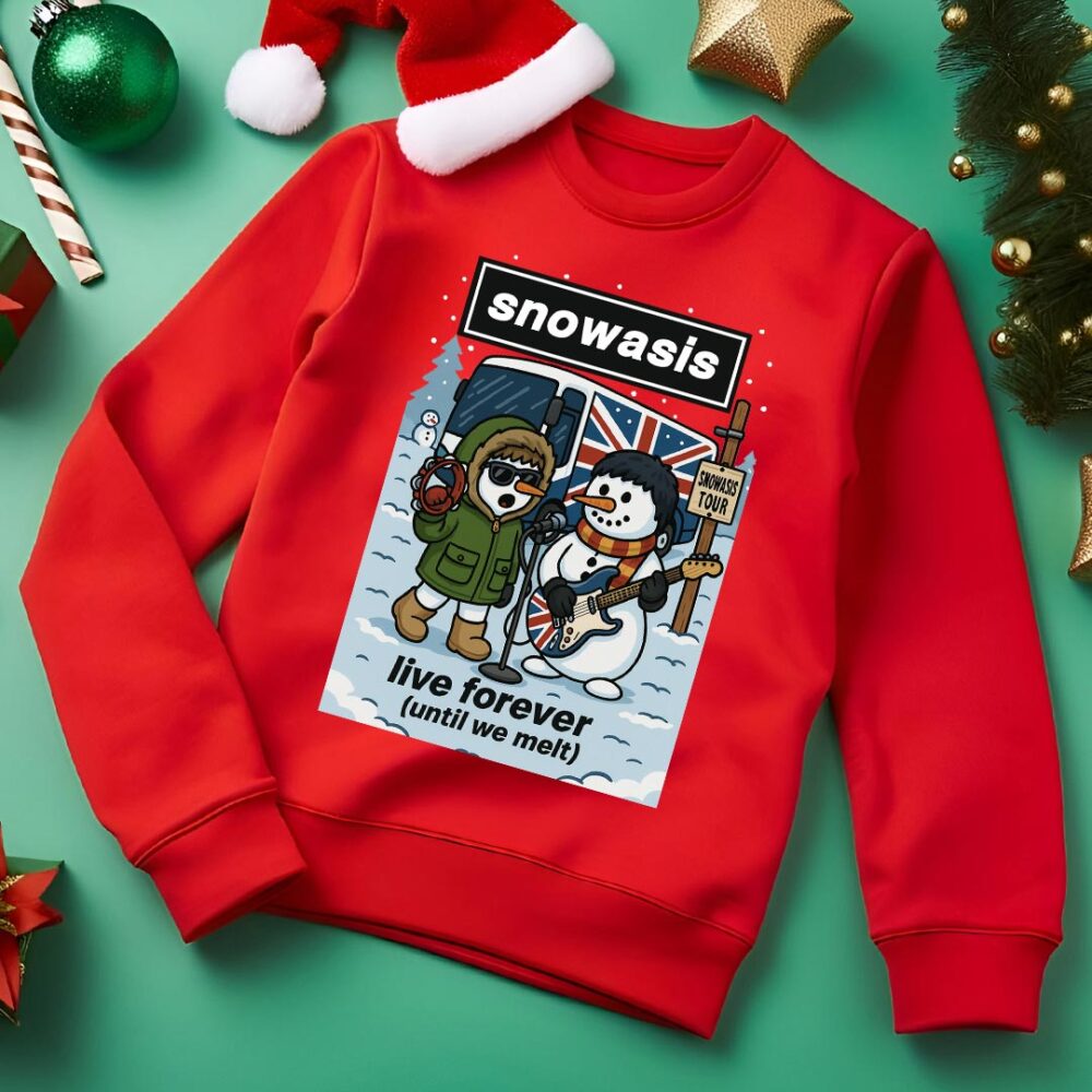 Oasis Live Forever - Snowasis Live Forever (until we melt) Funny Christmas Jumper red Oasis Live Forever - Snowasis Live Forever (until we melt) Funny Christmas Jumper red