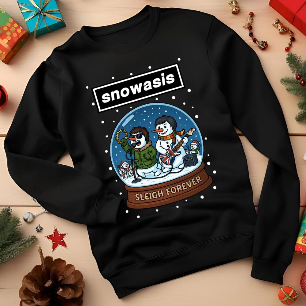 Oasis Live Forever - Snowasis Sleigh Forever Funny Christmas Jumper black