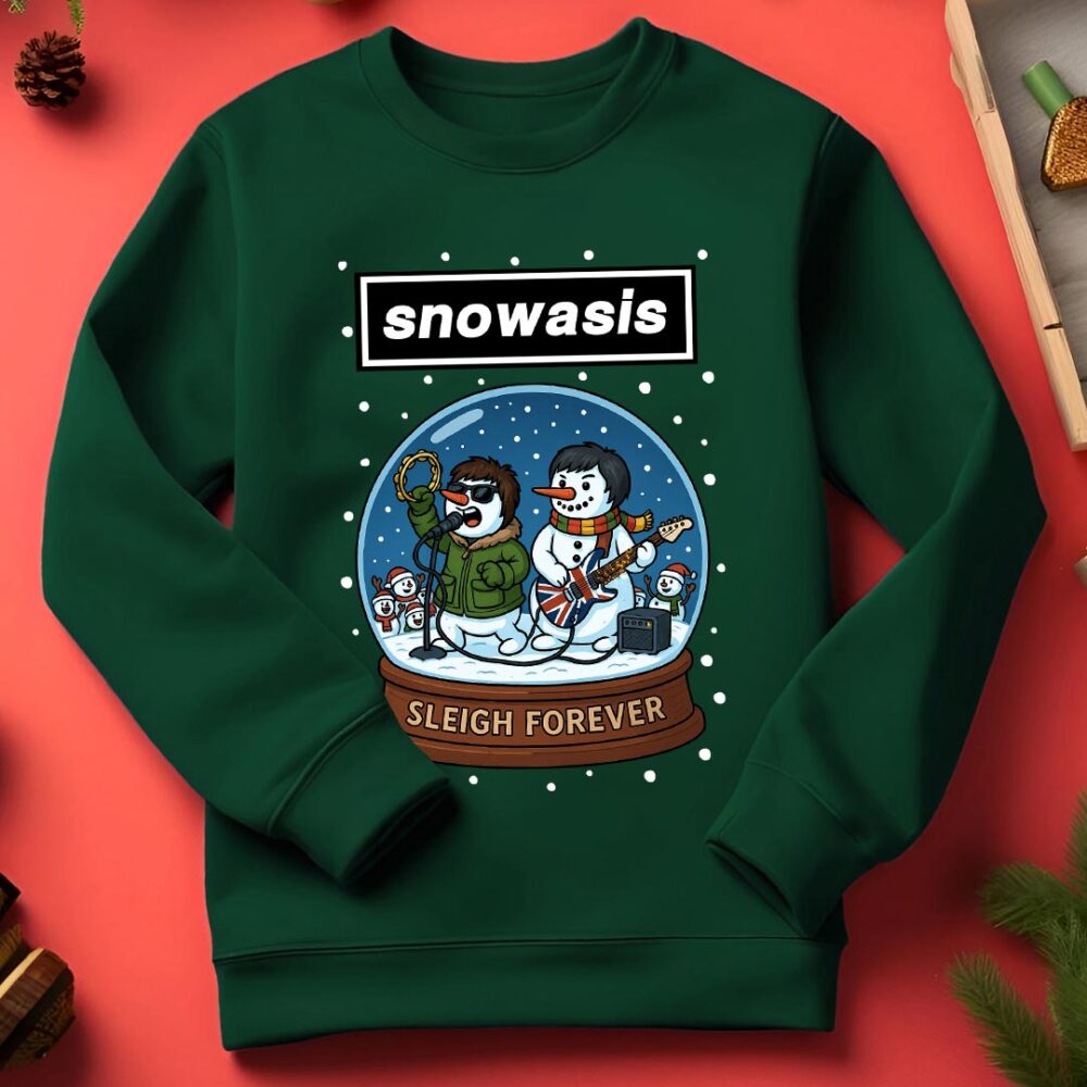 Oasis Live Forever - Snowasis Sleigh Forever Funny Christmas Jumper green Oasis Live Forever - Snowasis Sleigh Forever Funny Christmas Jumper green