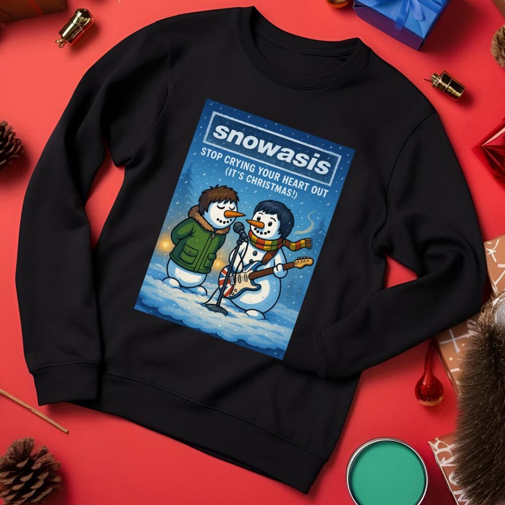 Oasis Champagne Supernova - Snowasis Champagne Suoer-Snow-Va Funny Christmas Jumper Black