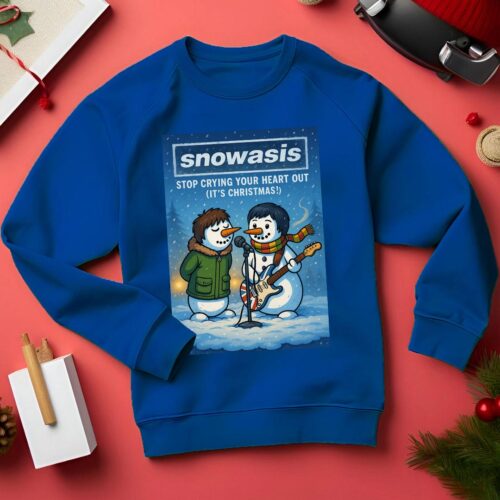 Oasis Champagne Supernova - Snowasis Champagne Suoer-Snow-Va Funny Christmas Jumper Blue