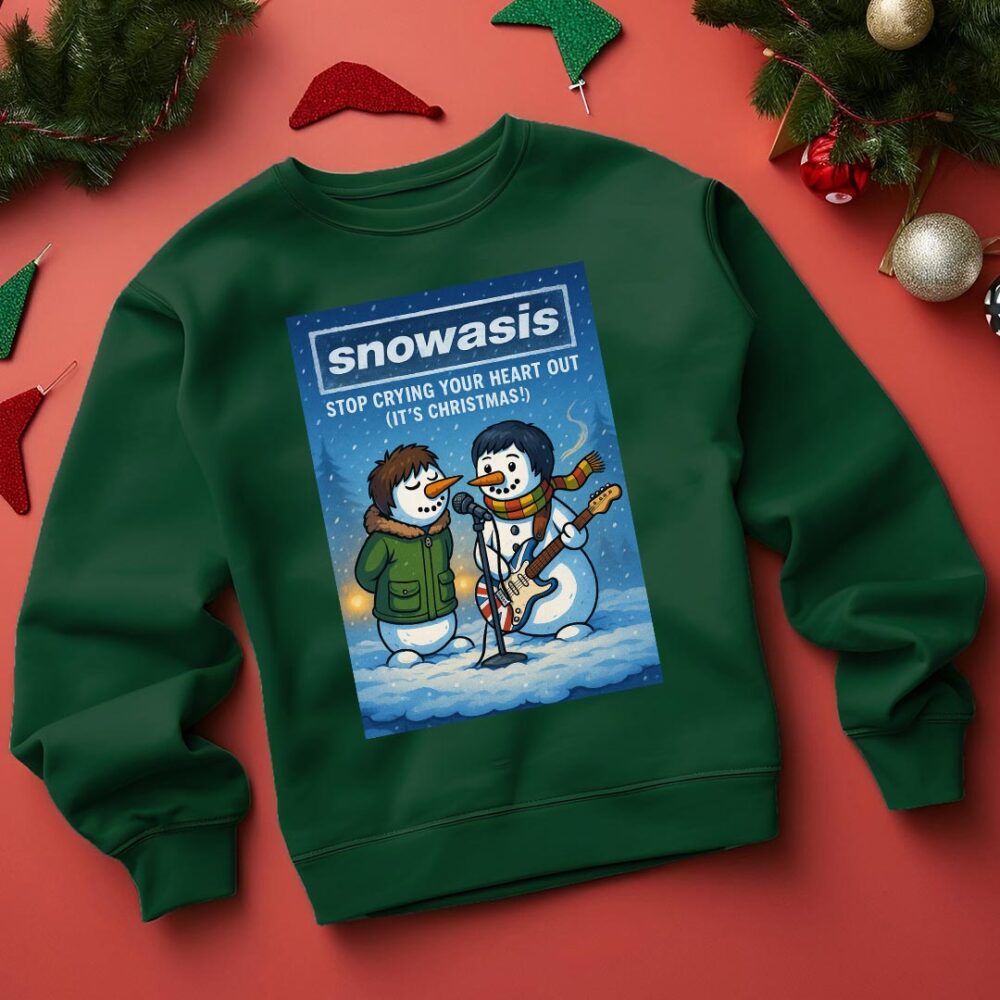 Oasis Champagne Supernova - Snowasis Champagne Suoer-Snow-Va Funny Christmas Jumper Green