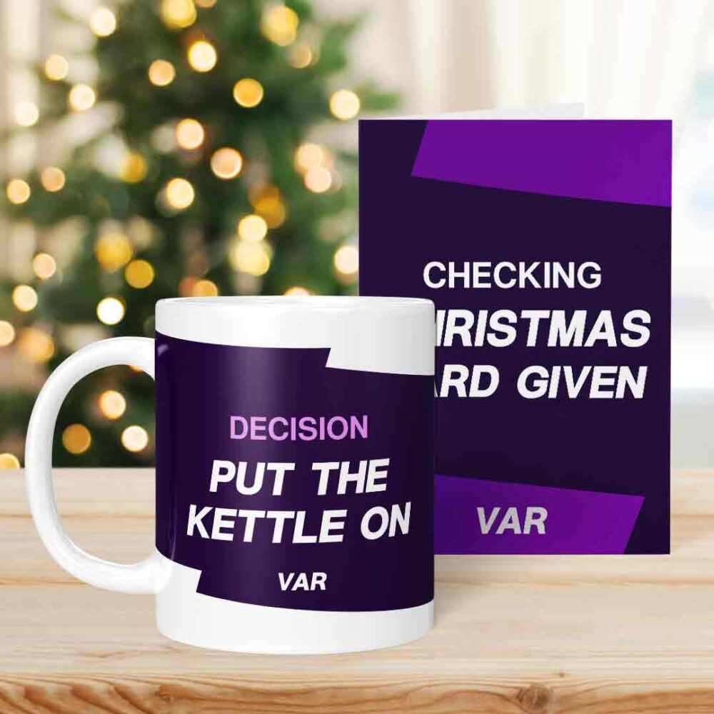 Funny VAR Football Mug & Christmas Card