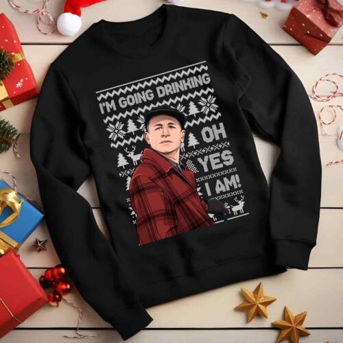 Ed Gein I'm Going Drinking Oh Yes I Am! Christmas Jumper black