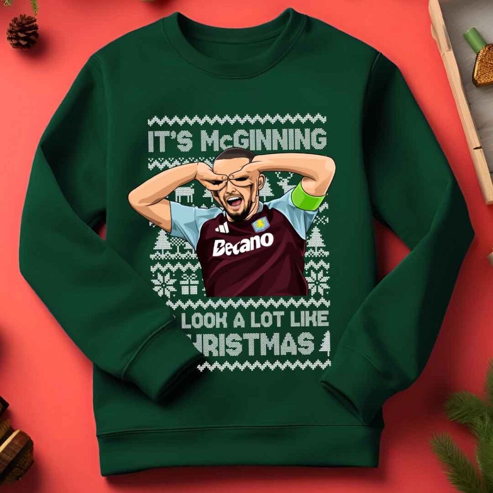 Green John McGinn Aston Villa Funny Christmas Jumper