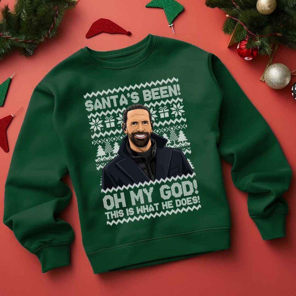 Green Rio Ferdinand This is What He Does! Funny Christmas Jumper
