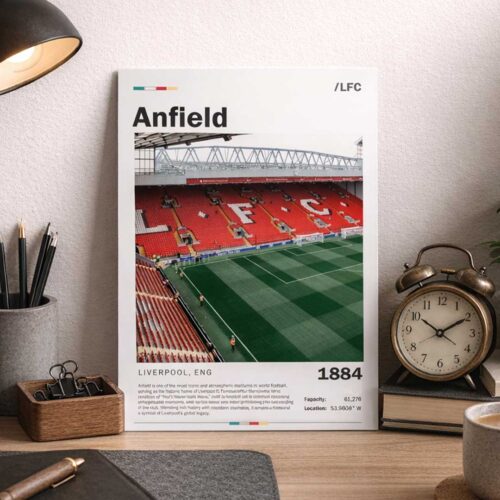 Anfield Stadium Poster ? Liverpool FC Wall Art Print, Iconic Football Stadium Artwork, Gift for Liverpool Fans, You'll Never Walk Alone D?cor