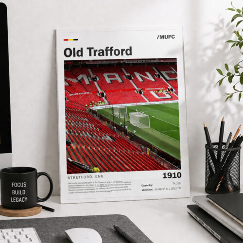 Old Trafford Poster ? Manchester United FC Wall Art Print, Theatre of Dreams Stadium Artwork, Man United Gift, Football D?cor