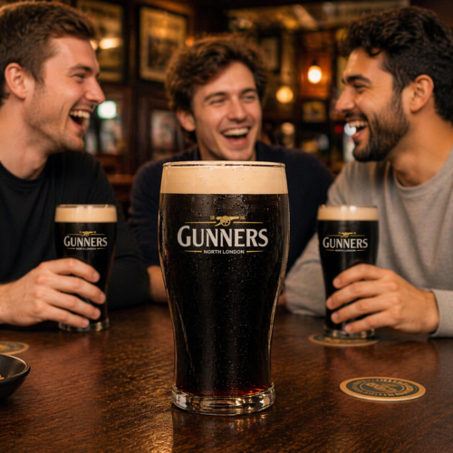 Arsenal Gunners Guinness Style Pint Beer Glass