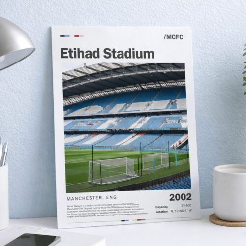 Etihad Stadium Poster ? Manchester City FC Wall Art Print, Football Stadium Artwork, Man City Gift, Premier League Decor, Stadium Print