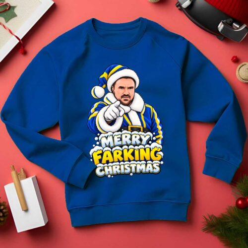 Daniel Farke Leeds United Christmas Jumper | Merry Farking Christmas Funny LUFC Xmas Sweatshirt | Leeds Fan Gift | Football Jumper 2026