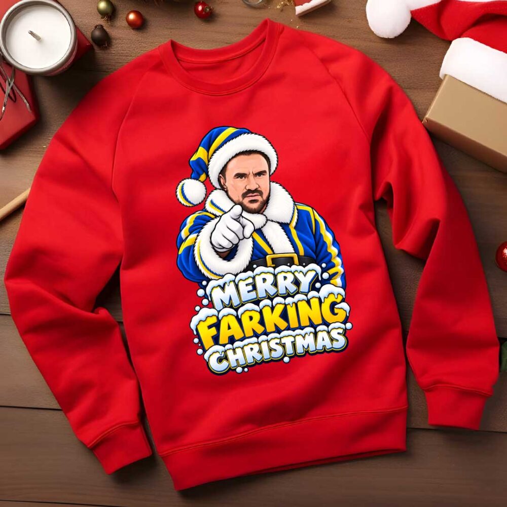 Daniel Farke Leeds United Christmas Jumper | Merry Farking Christmas Funny LUFC Xmas Sweatshirt | Leeds Fan Gift | Football Jumper 2026