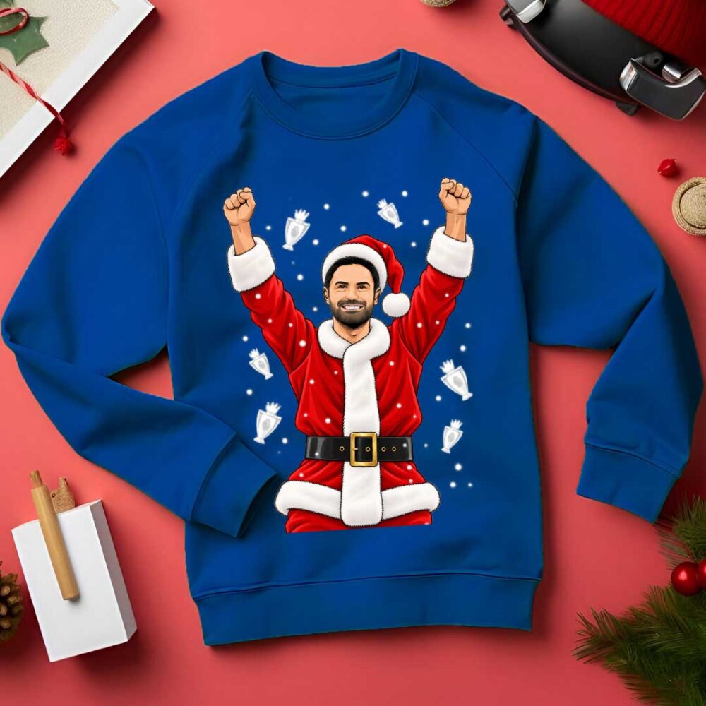 Mikel Arteta Premier League Winners Christmas Jumper | Arsenal Funny Xmas Sweatshirt | Arsenal Fan Christmas Gift | Football Jumper 2026