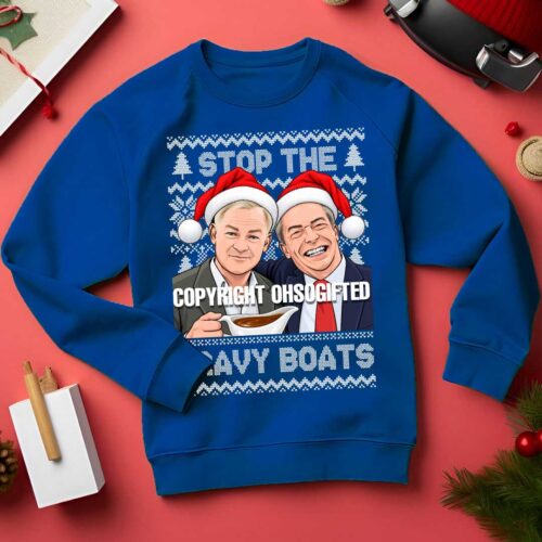 Rupert Lowe & Nigel Farage Christmas Jumper | Stop The Gravy Boats Funny Xmas Sweatshirt | Political Christmas Jumper | Secret Santa Gift